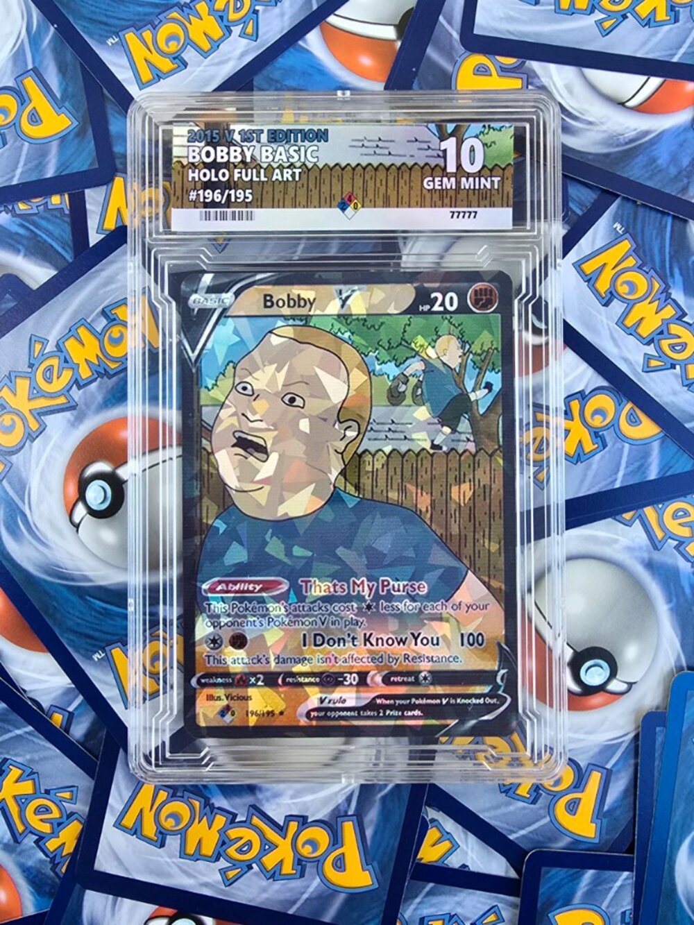 Bobby Hill Pokemon Card - W/ Custom Graded Slab
